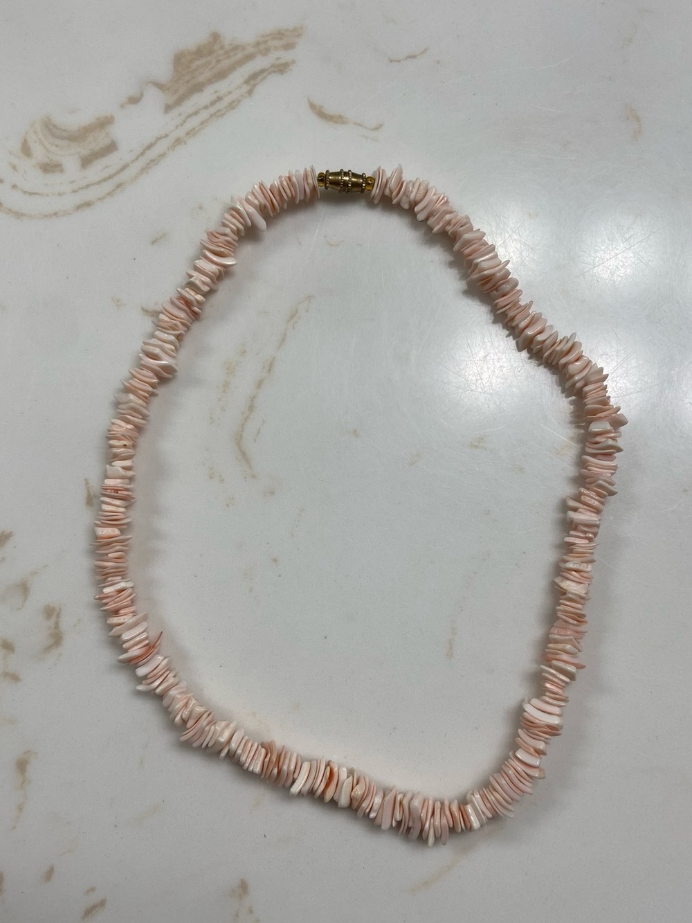 Pink Puka Shell Chip Necklace with Gold-Tone Clasp - Women Jewelry